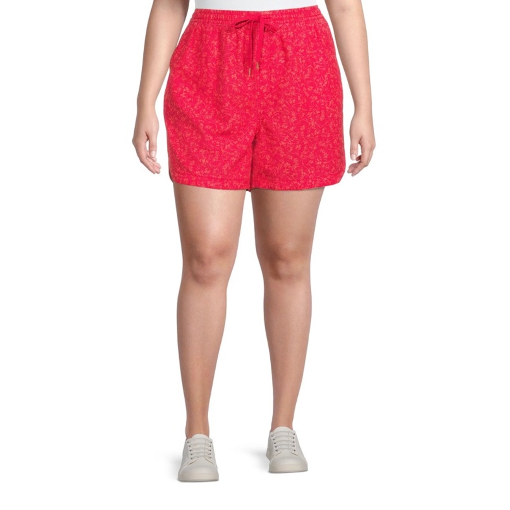 🆕Terra & Sky Women's Plus Size Pull-On Drawstring Linen Shorts Sz: 4X (28W-30W)